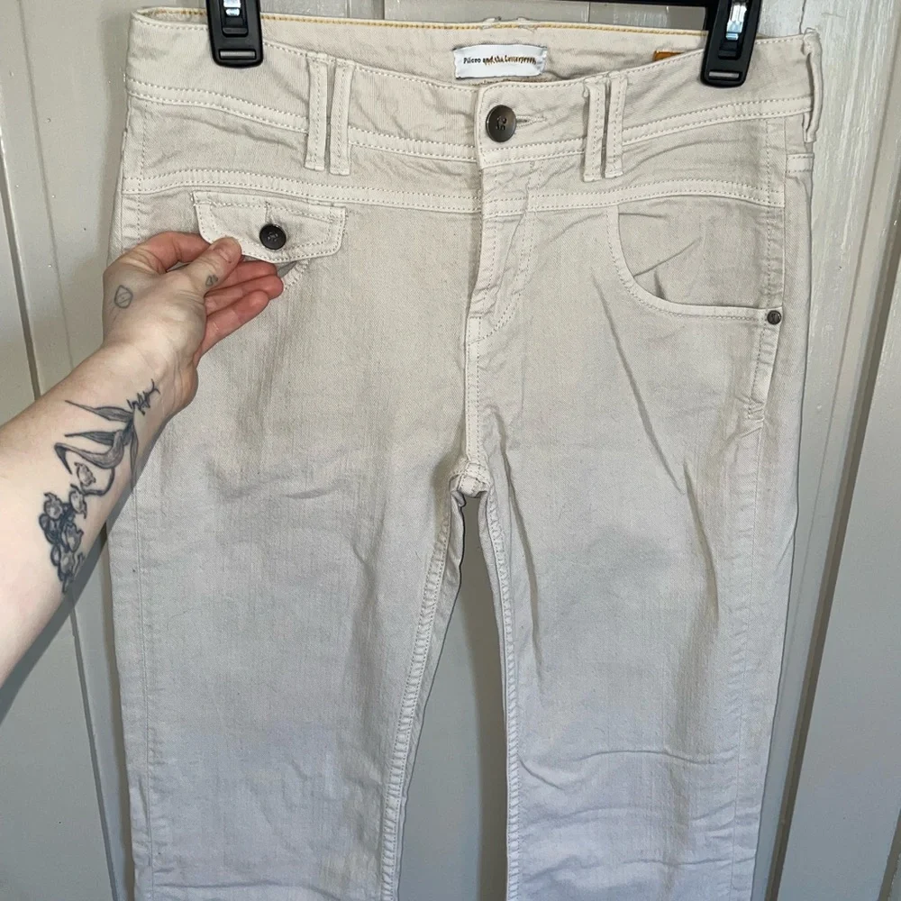 Pilcro And The Letterpress Vintage Slim Cream Ivory Y2K Jeans Flare Leg Casual - Picture 8 of 12